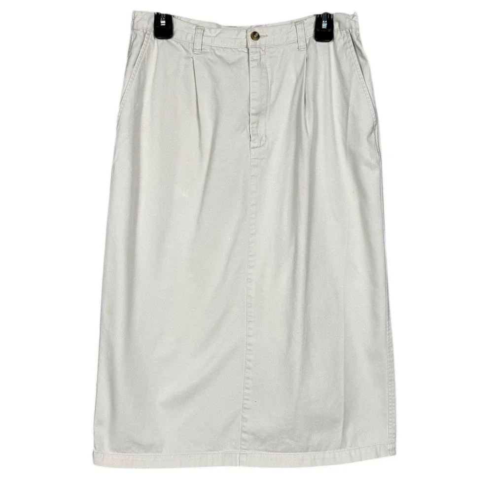 Vtg Eddie Bauer Midi Skirt Size 12P Preppy Twee Soft Girl Cotton Minimalist